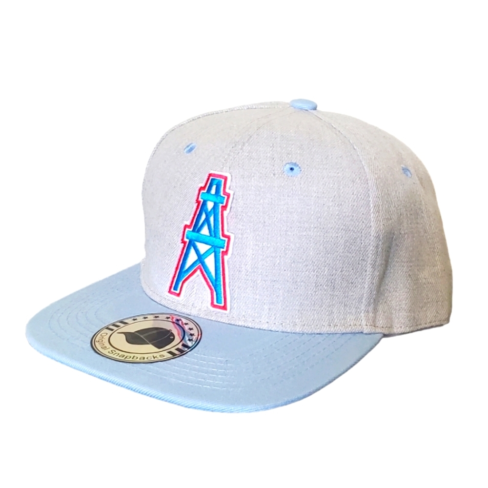 Houston Oilers Vintage Gray & Baby Blue Throwback Logo Hat Cap Snapback - Picture 1 of 1